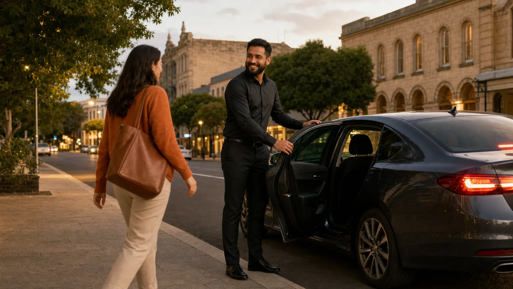 ORide driver opening a car door for a rider in Mount Gambier